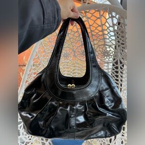 Coach Ergo Kisslock Black Patent Leather Handbag